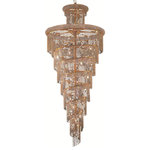 Elegant Lighting - Spiral 32 Light Chandelier in Gold with Clear Royal Cut Crystal - Mesmerizing crystals cascade in a waterfall of glamorous light in the Spiral collection. The magnificent chrome- or Gold-spiraled frame is adorned with shimmering elegant-cut royal-cut Swarovski Spectra or Swarovski Elements crystal strands. Bring glistening light to your foyer living room or dining room with a Spiral hanging fixture.&nbsp