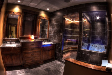 Inspiration for a rustic bathroom remodel in Minneapolis