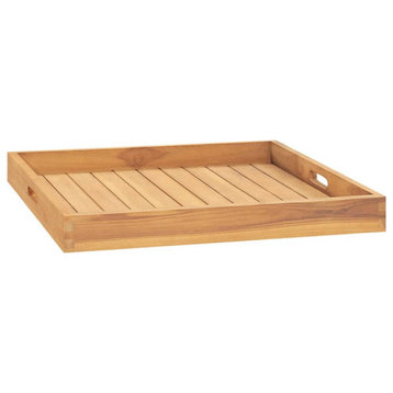 vidaXL Serving Tray Wooden Tray Serving Plate with Raised Edges Solid Wood Teak