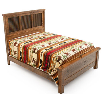 Rustic Corrugated Barnwood Bed, Queen