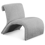 Meridian Furniture - Mulberry Boucle Fabric Upholstered Accent Chair, Grey - Give your home a modern makeover with this Mulberry boucle fabric accent chair. Featuring a unique, curved design, this contemporary chair provides ample support to your legs and back, making it a comfortable seat to have in your living quarters. The chair is upholstered in rich grey boucle fabric, adding to its level of comfort. The curved seat gives your home an open feel, making it a must-have accent piece for your contemporary home.