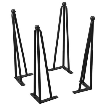 Serenta Hairpin Metal Table Legs, 4-Piece Set, Black, 19"