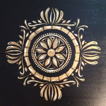 A Custom Byzantine & Asian-influenced Painted Oak Table