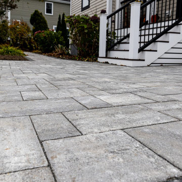 Paver Driveway and Entry Walkway with Landscape Integration – Beverly MA