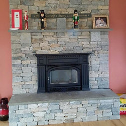 Montpellier Wood Burning Insert and Stone Fireplace Facing - Indoor Fireplaces