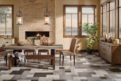 Example of a transitional dining room design in Orange County