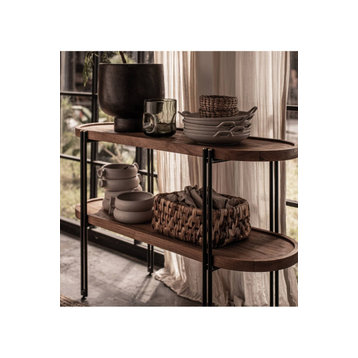 Oval Wooden Side Table With Undershelf | dBodhi Coco, 17"w X 55"d X 31"h