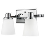 Linea di Liara - Terracina Vanity Sconce, 2 Light - The Terracina Vanity collection combines transitional elements with a elegant polished chrome finish. Frosted opal glass shades allow for radiant yet softened light. The collection is available in one and two light sconces or three and four light vanity fixtures.
