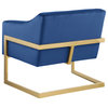 Modern Velvet Club Chair with Gold Legs, Navy Blue