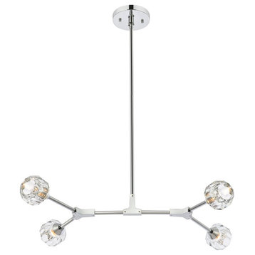Zayne Four Light Pendant in Chrome And Clear