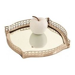 Amos Polished Nickel/Mirror Tray - Serving Dishes And Platters