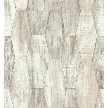 Gray & White Wood Hexagon Tile Peel & Stick Wallpaper