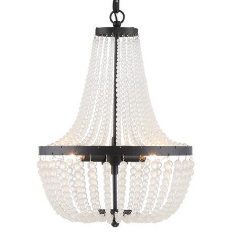 Rylee 3-Light Traditional Chandelier in Matte Black with Frosted Glass Beads C