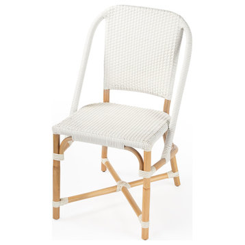Tenor White and Black Rattan Side Chair