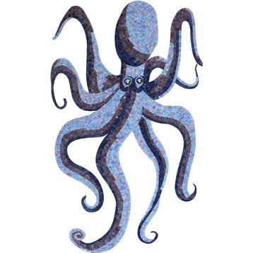 Glass Octopus Handmade Mosaic, 24"x39"