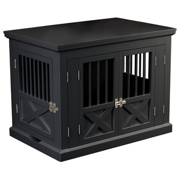Triple Door Dog Crate, Black, Medium