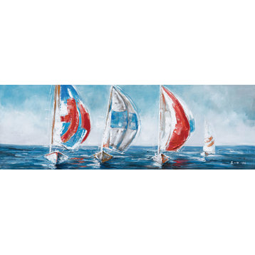 "sailing with the Wind" Hand Painted Canvas Art, 60"x20"