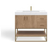 Bahia Bath Vanity, Oak, 36", Brushed Gold Hardware, Single, Freestanding