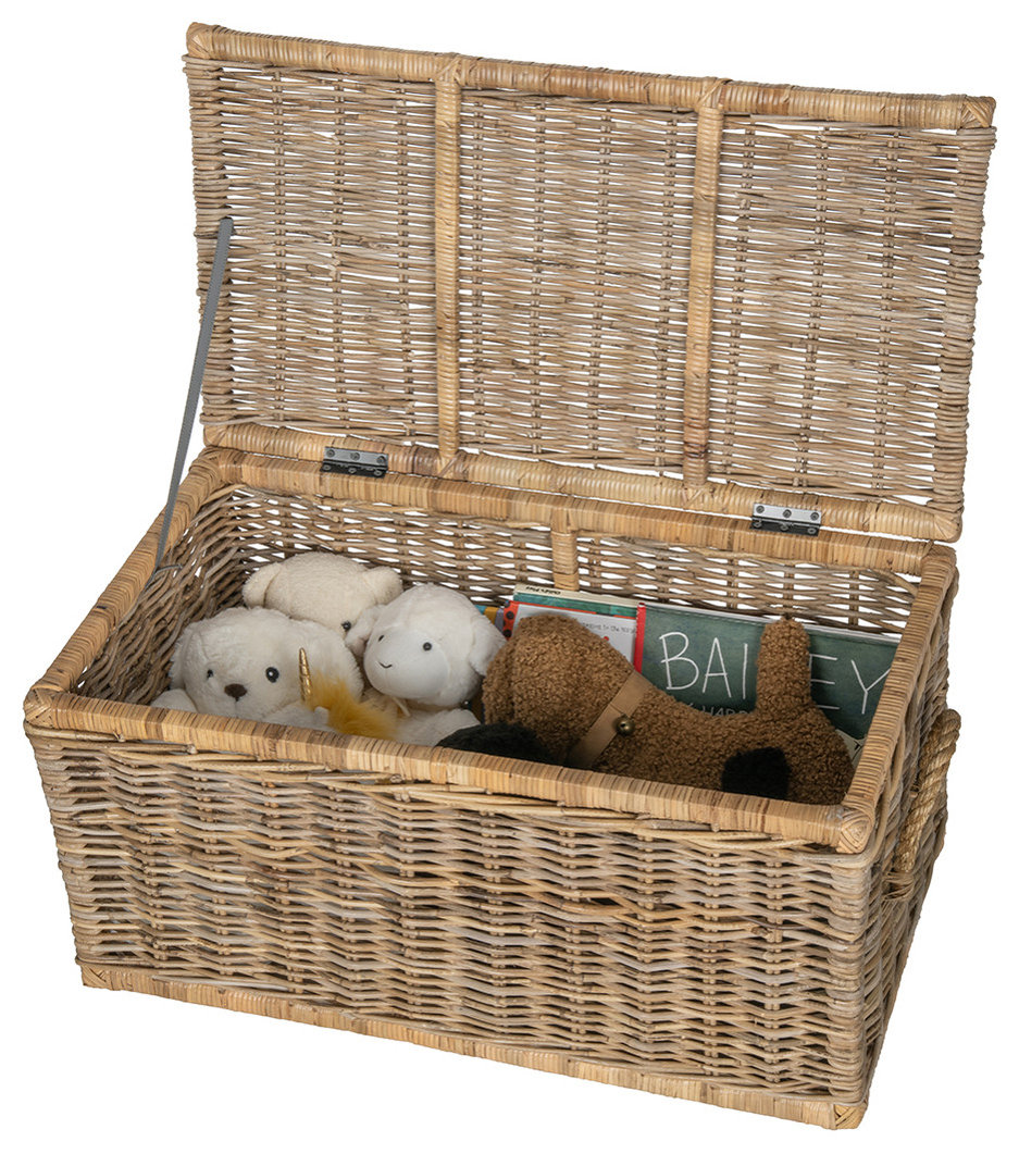 Rattan Kobo Decorative Storage Trunk With Lid, Small - Tropical ...