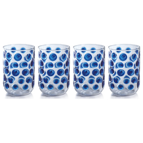Abbeville Blue Glass Tumblers, Set of 4