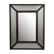 Woven Pattern Wood and Nickel Finish Metal Wall Mirror 36 X 40 Inches