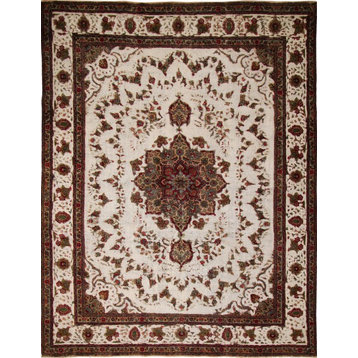 Distressed Bradford Ivory Hand-Knotted Rug, 9'10x12'8
