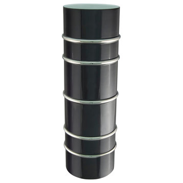 Arienne Cylinder Vase, Black and Platinum