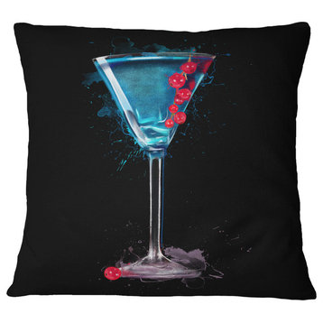 Cocktail Margarita With Berries Modern Throw Pillow, 18"x18"