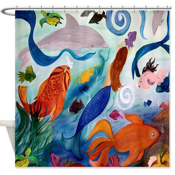 Tropical Fish and Mermaid Shower Curtain