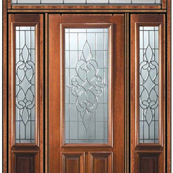 Prehung Sidelights-Transom Door 96 Mahogany Courtlandt 2/3 Lite - Front Doors