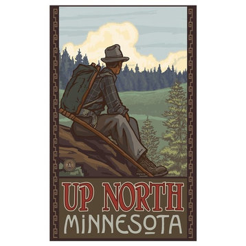 Paul A. Lanquist Up North Minnesota Mountain Hiker Man Art Print, 30"x45"