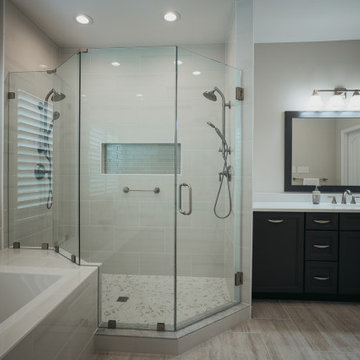 Master Bathroom Remodel in Hampton, VA with glass door shower & double vanity