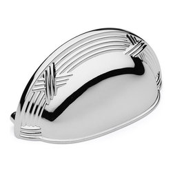 Dynasty Hardware - Ribbon and Reed Cabinet Bin Pull, Polished Chrome - Cabinet And Drawer Handle Pulls