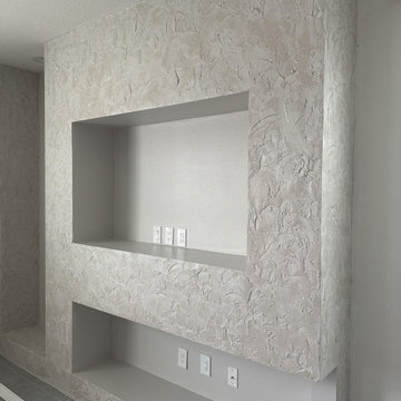 Custom Drywall Feature Wall with Fireplace & TV Integration