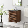 Modway Render 17.5" Modern Wood Wall-Mount Bathroom Vanity in Walnut/Black