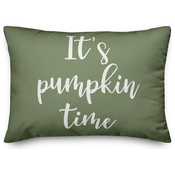 It's Pumpkin Time Lumbar Pillow, Green, 14"x20"