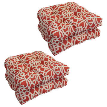 19" U-Shaped Premium Outdoor Tufted Dining Chair Cushions, Set of 4, Dolan Flame