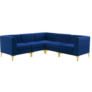 Swan Channel 5 Piece Sectional Sofa - Navy