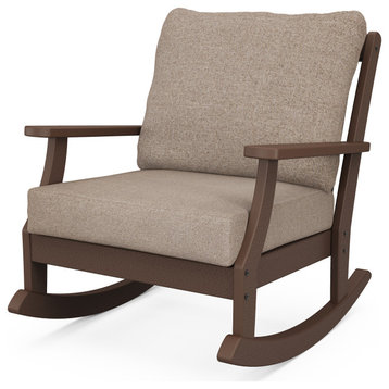 Braxton Deep Seating Rocking Chair, Mahogany/Spiced Burlap