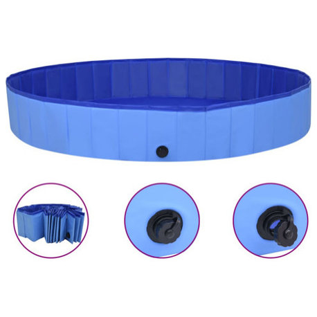 vidaXL Dog Swimming Pool Foldable Dog Pool Pet Paddling Pool Bath Tub Blue PVC