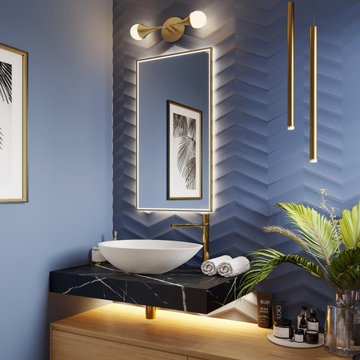 Modern Blue Powder room