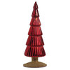 Dembe 9.5" Classic Red Glass Tree on Gold Glitter Base, Set of 2