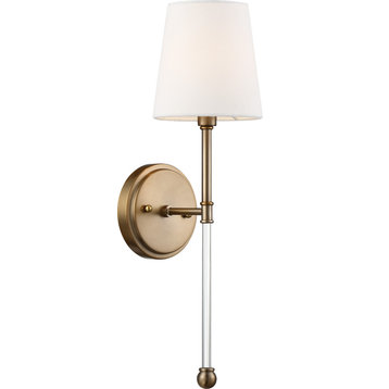 Olmstead One Light Wall Sconce in Burnished Brass / White