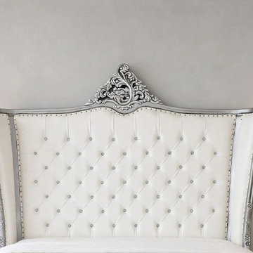 Handmade Floral Carved Headboard | Elegant Antique French Bedroom