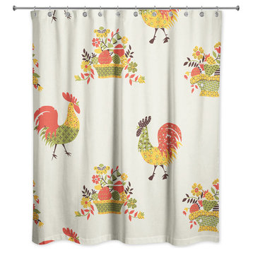 Rooster Pattern Shower Curtain