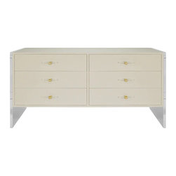 The Worlds Away Cream Shagreen & Acrylic 6-Drawer Dresser - Dressers