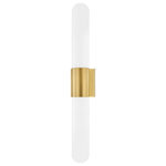 Hudson Valley Lighting - Carlin 2-Light Wall Sconce, Aged Brass, Opal Glossy Glass Shade - Features: