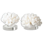 Uttermost - Uttermost 19910 Hard Coral Sculptures, S/2 - Textured Cream Finish Accented By A Crystal Base. Sizes: Sm-6x5x6, Lg-7x6x7