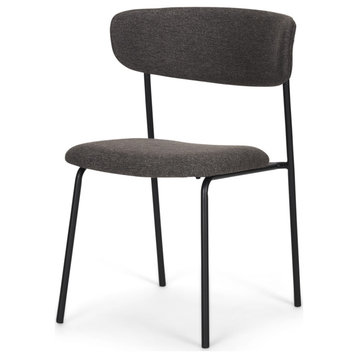 Corey Dining Chair With Gray Fabric and Matte Black Metal