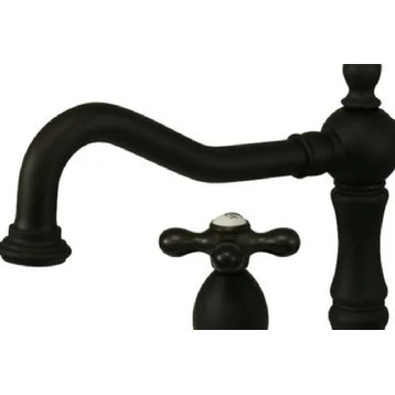 Widespread Bathroom Faucet, 2 Crossed Handles & Matching Pop Up Drain, Bronze